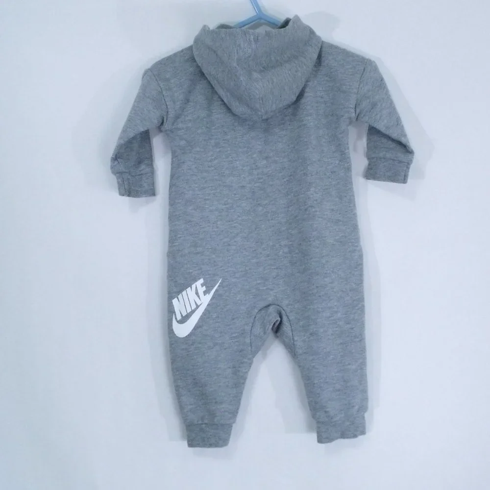 Nike Gray Hooded Romper Jumpsuit w/ Pocket 6M